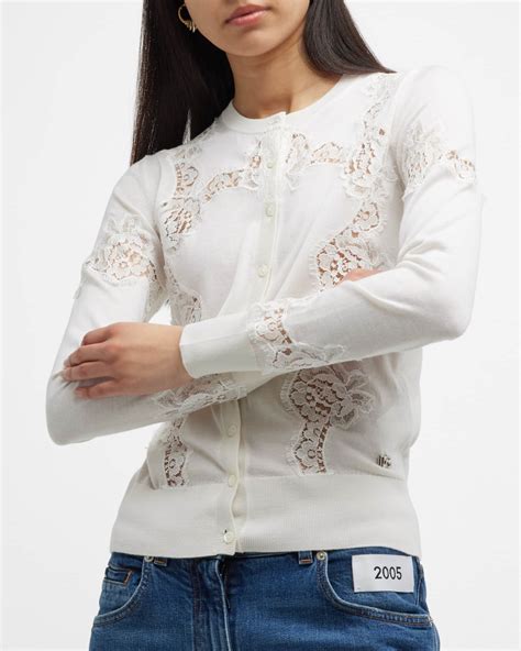 Dolce&Gabbana Lace Inset Cashmere Cardigan 